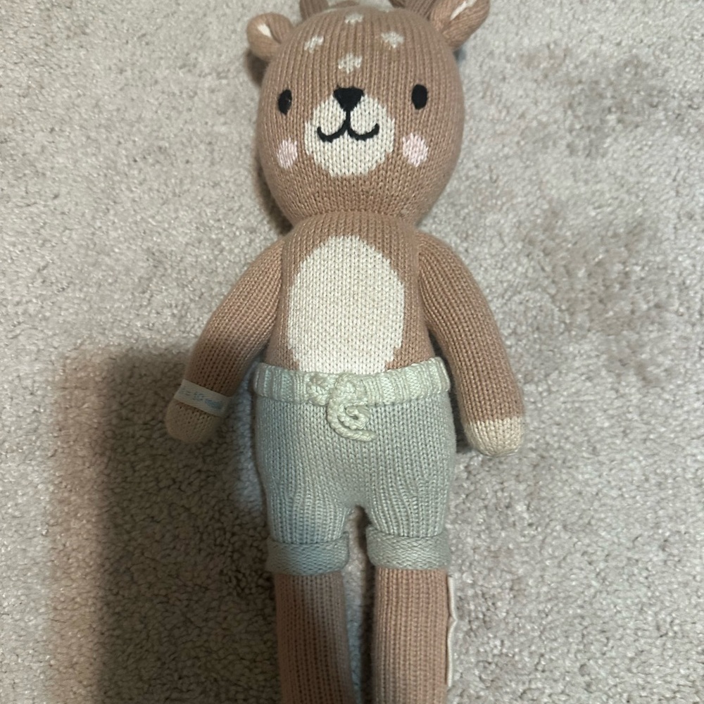 Charming Knit Bear Toy in Brown and Cream